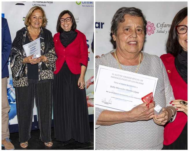 Las dos farmaceúticas teldenses reconocidas por su colegio profesional/TA.